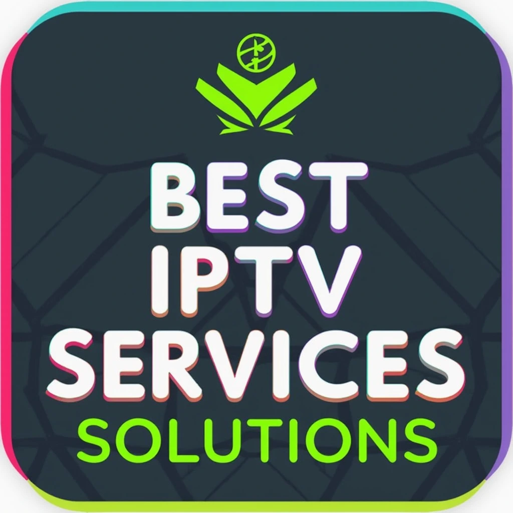 Best IPTV Services Solutions" logo with a modern design, featuring bold white and green text on a dark background with rounded corners.